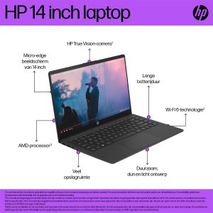 HP Laptop 14-em0065nd - Laptop - 14" - 1920 x 1080 - IPS - AMD Ryzen 5 7520U - Windows 11 Home - AMD Radeon Graphics - 16 GB RAM - 512 GB SSD - Wi-Fi 6, Bluetooth - tsb Qwerty (0199251346101)