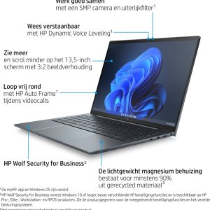 HP Elite Dragonfly 13.5 G3 Intel® Core™ i5 i5-1235U Laptop 34,3 cm (13.5") Touchscreen WUXGA+ 16 GB LPDDR5-SDRAM 512 GB SSD Wi-Fi 6E (802.11ax) Windows 11 Pro Blauw (0196548835270)