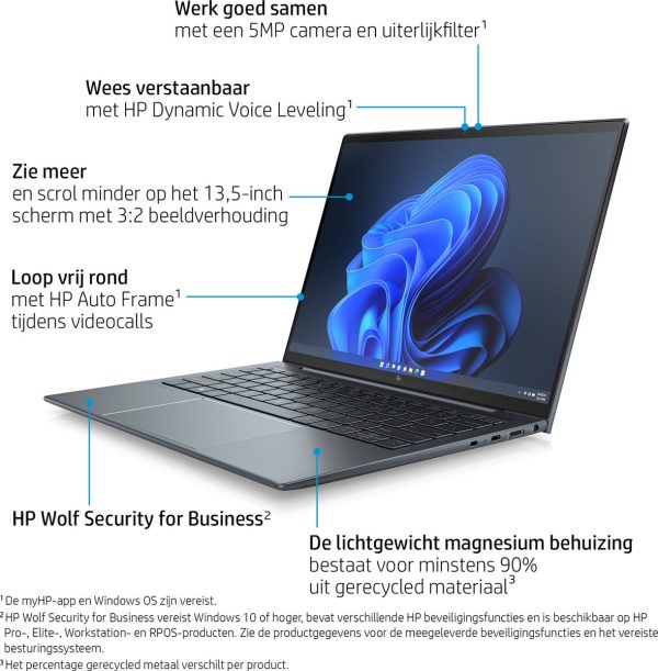 HP Elite Dragonfly 13.5 G3 Intel® Core™ i5 i5-1235U Laptop 34,3 cm (13.5") Touchscreen WUXGA+ 16 GB LPDDR5-SDRAM 512 GB SSD Wi-Fi 6E (802.11ax) Windows 11 Pro Blauw (0196548835270)