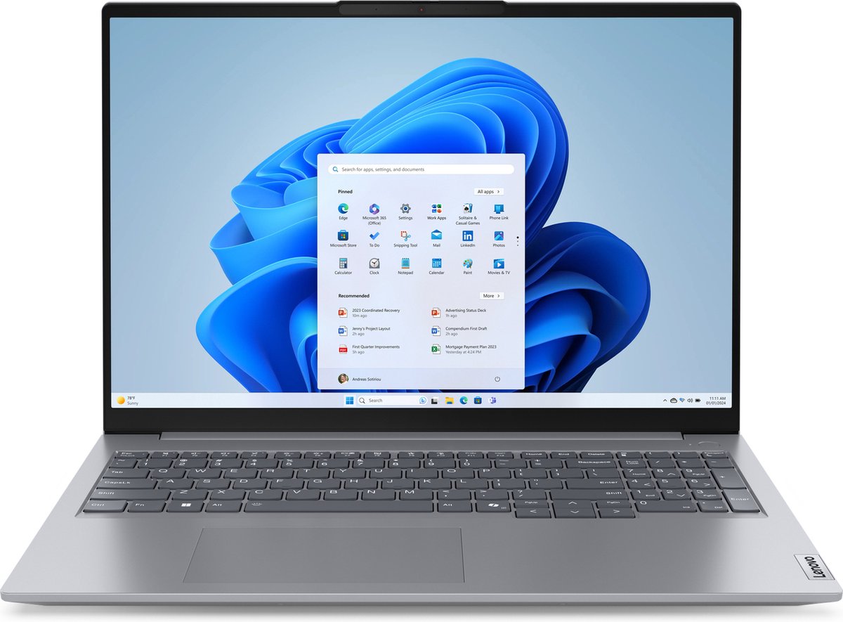 Lenovo ThinkBook 16 G7 ARP AMD Ryzen™ 7 7735HS Laptop 40,6 cm (16") WUXGA 16 GB DDR5-SDRAM 512 GB SSD Wi-Fi 6E (802.11ax) Windows 11 Pro Engels Grijs (0198153109739)