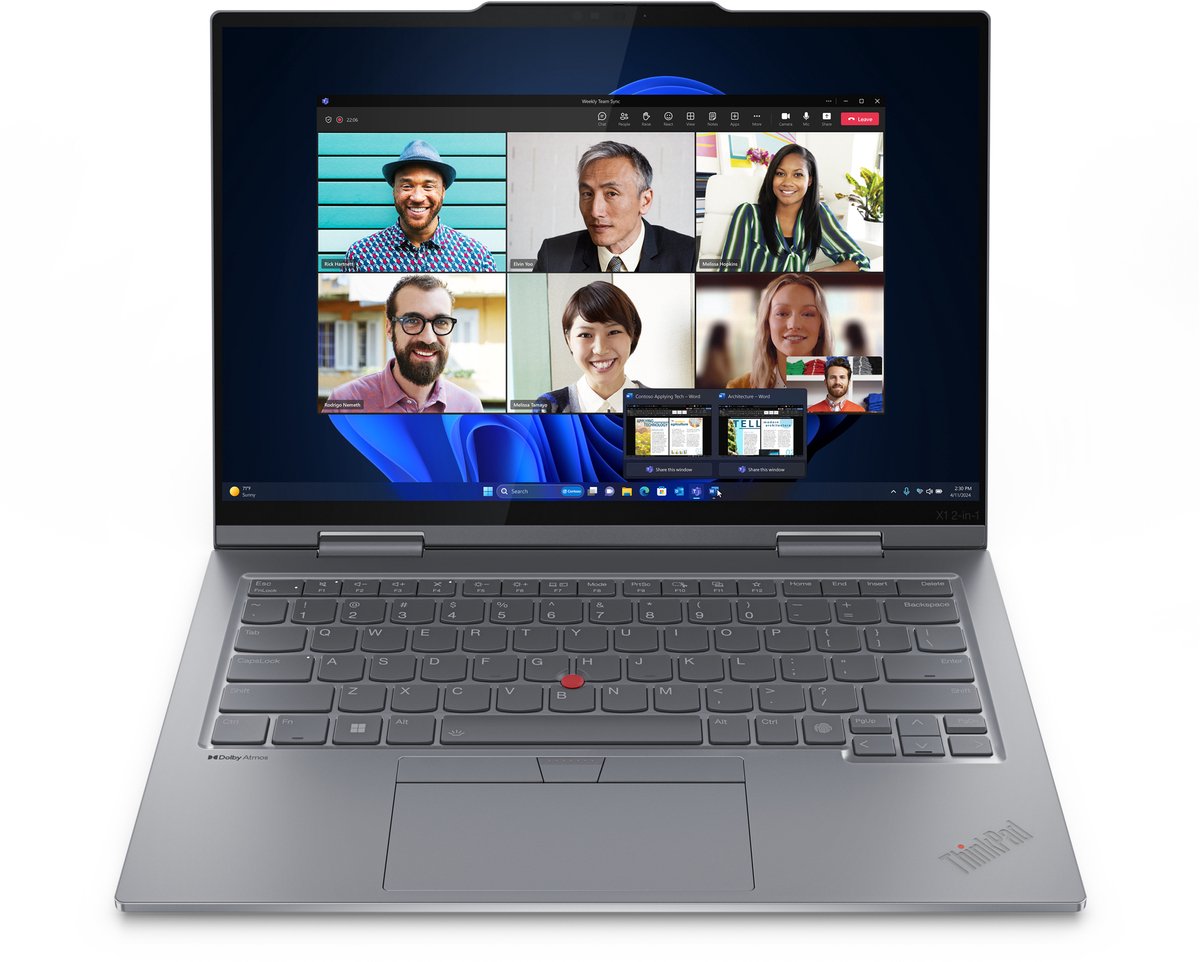 Lenovo ThinkPad X1 2-in-1 Gen 9 Intel Core Ultra 5 125U Hybride (2-in-1) 35,6 cm (14") Touchscreen WUXGA 32 GB LPDDR5x-SDRAM 1 TB SSD Wi-Fi 6E (802.11ax) Windows 11 Pro Spaans Grijs (0198153863075)