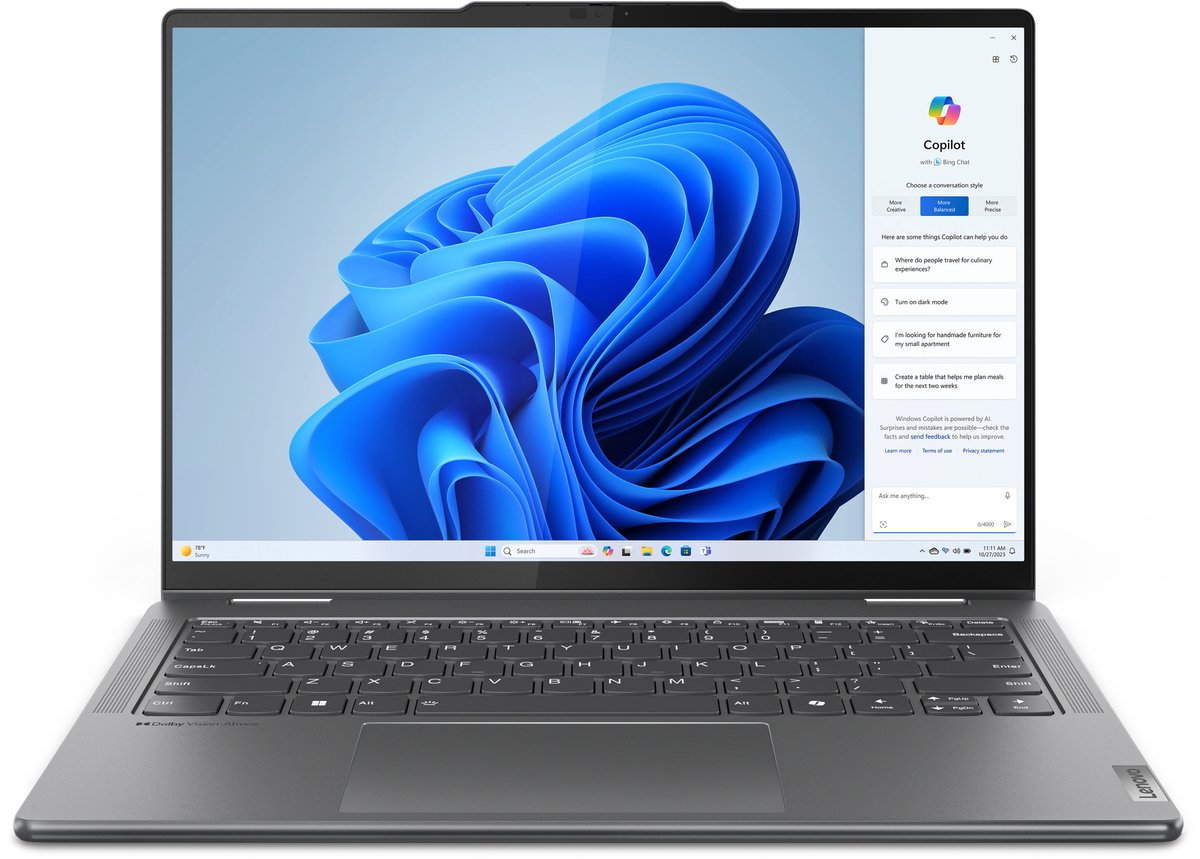 Lenovo Yoga 7 2-in-1 14IML9 Intel Core Ultra 7 155H Hybride (2-in-1) 35,6 cm (14") Touchscreen 2.8K 32 GB LPDDR5x-SDRAM 1 TB SSD Wi-Fi 6E (802.11ax) Windows 11 Home Engels Grijs (0199272330899)