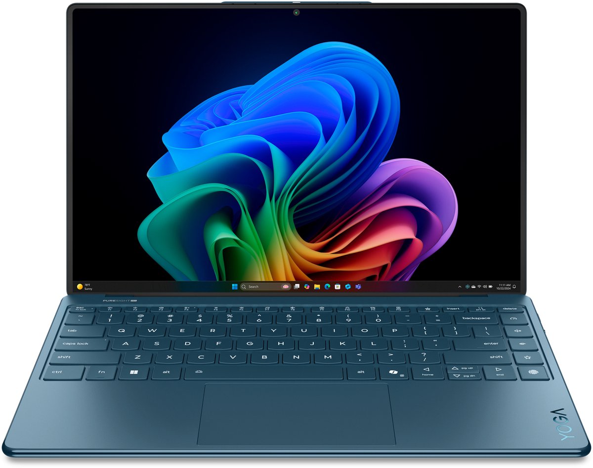 Lenovo Yoga Slim 9 14ILL10 Copilot+ PC Intel Core Ultra 7 258V Laptop 35,6 cm (14") Touchscreen WQUXGA 32 GB LPDDR5x-SDRAM 1 TB SSD Wi-Fi 7 (802.11be) Windows 11 Home Engels Blauwgroen (0198158430012)