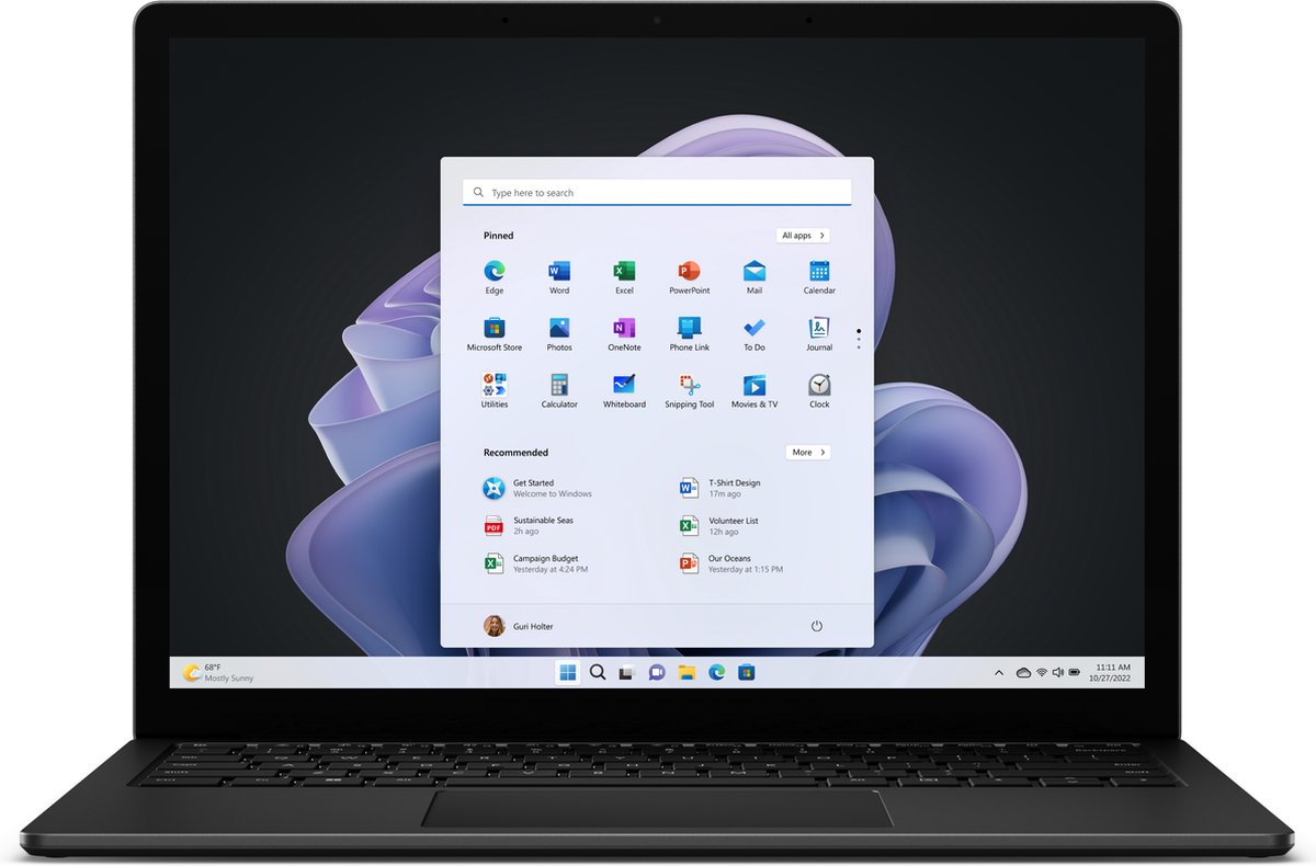 Microsoft Surface Laptop 5 Intel® Core™ i5 i5-1245U 34,3 cm (13.5") Touchscreen 8 GB LPDDR5x-SDRAM 512 GB SSD Wi-Fi 6 (802.11ax) Windows 11 Pro Engels, Frans Zwart (0196388020249)