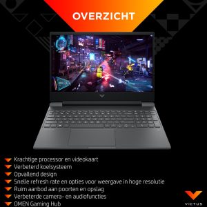 Victus by HP 15-fb0250nd AMD Ryzen™ 7 5800H Laptop 39,6 cm (15.6") Full HD 16 GB DDR4-SDRAM 512 GB SSD NVIDIA GeForce RTX 3050 Ti Wi-Fi 6 (802.11ax) Windows 11 Home Zwart (0196548846399)