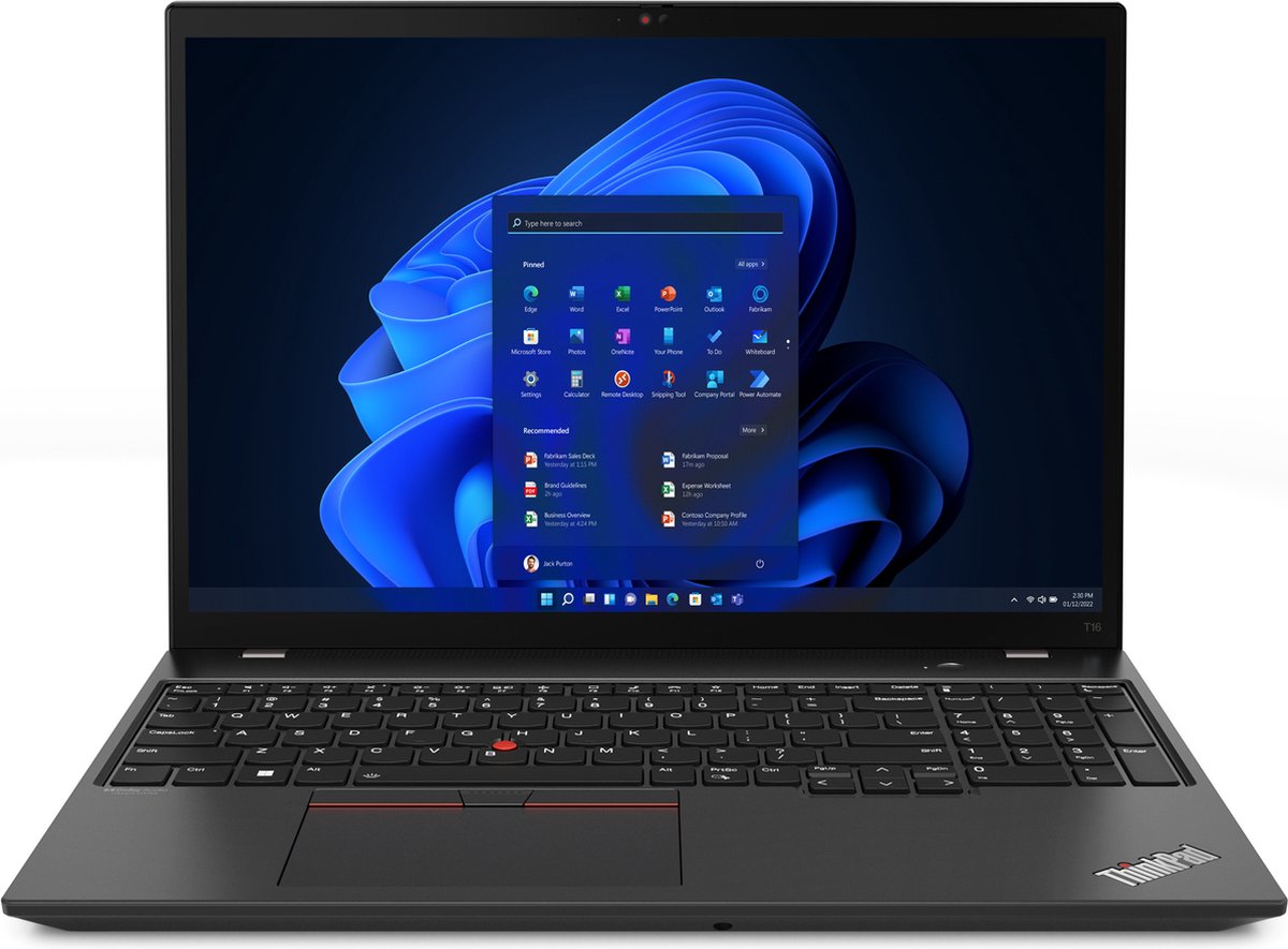 Lenovo ThinkPad T16 Gen 1 (Intel) Intel® Core™ i5 i5-1235U Laptop 40,6 cm (16") WUXGA 16 GB DDR4-SDRAM 512 GB SSD Wi-Fi 6E (802.11ax) Windows 11 Pro Engels Zwart (0196801516922)