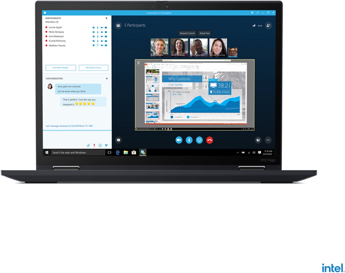 Lenovo ThinkPad X13 Yoga Gen 2 (Intel) Intel® Core™ i5-1135G7 Hybride (2-in-1) (13.3") Touchscreen WUXGA 16 GB 512 GB SSD Windows 11 Pro Engels Zwart (0196378522012)